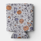 ヴィンテージハロウィーンのスケルトンとポションパターン 缶クーラー (裏面)