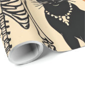 ヴィンテージハロウィーンのスケルトン、黒猫とカボチャ ラッピングペーパー (ロールコーナー)