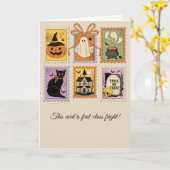 ヴィンテージハロウィーンのスタンプ不気味— Season カード (黄色い花)
