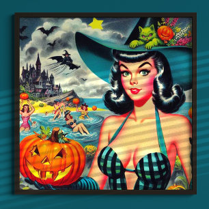 ヴィンテージハロウィーンのピンアップ ポスター