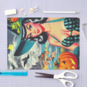 ヴィンテージハロウィーンのピンアップ 薄葉紙 (クラフト)