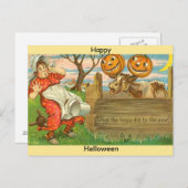 ヴィンテージハロウィーンのポストカードコピー:カボチャと牛 ポストカード (正面/裏面)