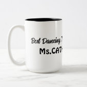 ヴィンテージハロウィーンの不気味なスケルトンダンサー ツートーンマグカップ (左)