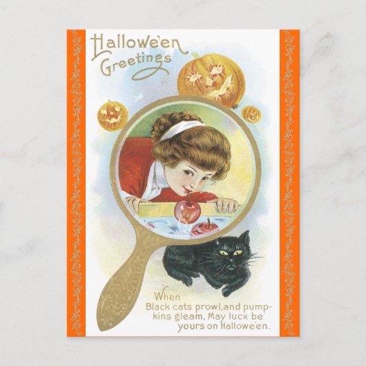 ヴィンテージハロウィーンの伝承と呪文はがき ポストカード (正面)