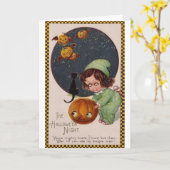 ヴィンテージハロウィーンの夜のグリーティングカード カード (黄色い花)