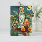 ヴィンテージハロウィーンの女の子とボートのカボチャ (スタンド正面)