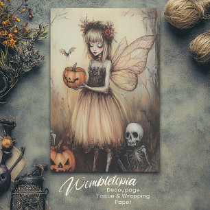 ヴィンテージハロウィーンの妖精とカボチャとスケルトン 薄葉紙