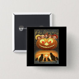 ヴィンテージハロウィーンの子どもたち、ジャック・オランタン&キャッツ 缶バッジ