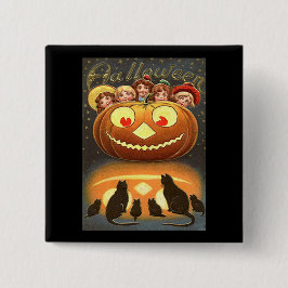 ヴィンテージハロウィーンの子どもたち、ジャック・オランタン&キャッツ 缶バッジ