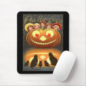 ヴィンテージハロウィーンの子どもと猫 マウスパッド (マウス)