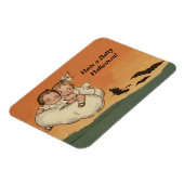 ヴィンテージハロウィーンの子ども飛んでいるこうもり追いかけ マグネット (左側)