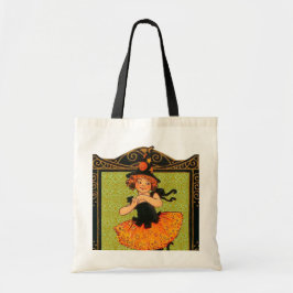 ヴィンテージハロウィーンの子供の衣装の魔女トリックトリート トートバッグ