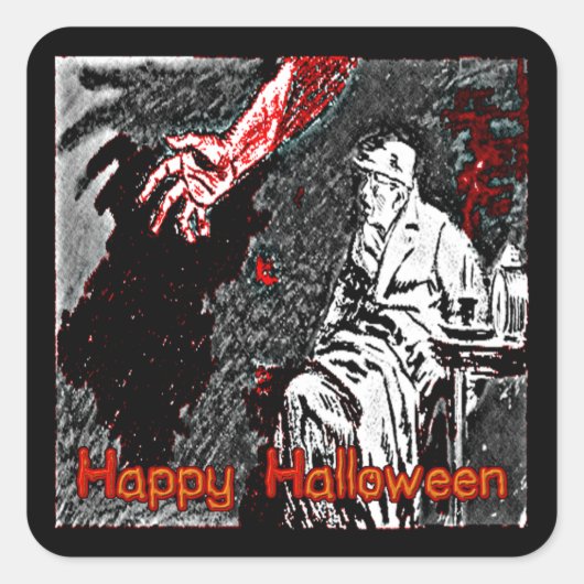 ヴィンテージハロウィーンの手を闇に スクエアシール (正面)