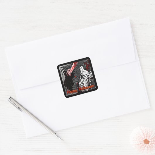 ヴィンテージハロウィーンの手を闇に スクエアシール (封筒)