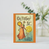 ヴィンテージハロウィーンの挨拶ビクトリアン女性 ポストカード (スタンド正面)