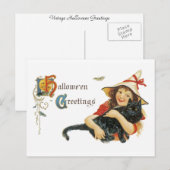 ヴィンテージハロウィーンの挨拶 ポストカード (正面/裏面)