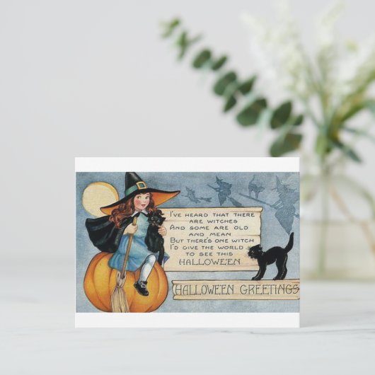 ヴィンテージハロウィーンの挨拶 ポストカード (スタンド正面)