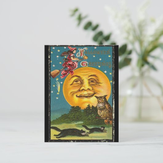 ヴィンテージハロウィーンの挨拶 ポストカード (スタンド正面)