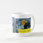 ヴィンテージハロウィーンの挨拶、月と木のフクロウ コーヒーマグカップ (正面右)