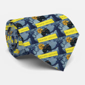 ヴィンテージハロウィーンの挨拶、月と木のフクロウ ネクタイ (ロール)