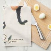 ヴィンテージハロウィーンの挨拶、猫と子の魔女 キッチンタオル (四つ折り)