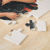 ヴィンテージハロウィーンの挨拶、猫と子の魔女 ジグソーパズル (側面)