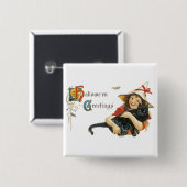 ヴィンテージハロウィーンの挨拶 缶バッジ (正面&裏面)