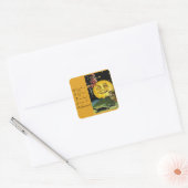 ヴィンテージハロウィーンの月、魔女、フクロウ スクエアシール (封筒)