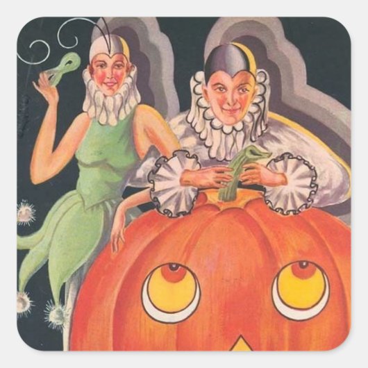 ヴィンテージハロウィーンの衣装パーティー スクエアシール (正面)