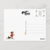 ヴィンテージハロウィーンの魔女がブロムの上に ポストカード (裏面)