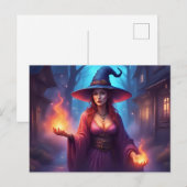 ヴィンテージハロウィーンの魔女が魔法をかける ポストカード (正面/裏面)