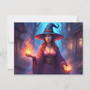 ヴィンテージハロウィーンの魔女が魔法をかける ポストカード