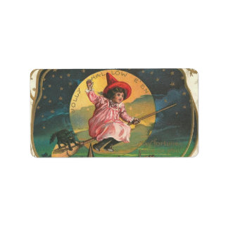 ヴィンテージハロウィーンの魔女の画像ラベル ラベル