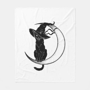 ヴィンテージハロウィーンの黒猫コスチューム フリースブランケット