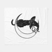 ヴィンテージハロウィーンの黒猫コスチューム フリースブランケット (正面(横))