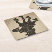 ヴィンテージハロウィーンアイコン – ゾンビハンド スクエアペーパーコースター (アングル)