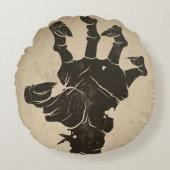 ヴィンテージハロウィーンアイコン – ゾンビハンド ラウンドクッション (正面)