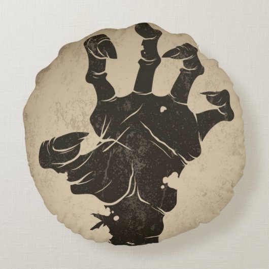 ヴィンテージハロウィーンアイコン – ゾンビハンド ラウンドクッション (裏面)