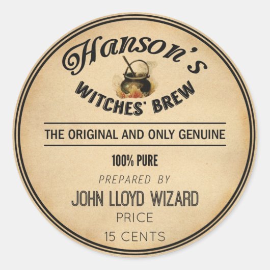 ヴィンテージハロウィーンアフォタリー魔女ブルコールドロン ラウンドシール (正面)