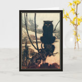 ヴィンテージハロウィーンアーサーラクカムブラックキャット カード (黄色い花)