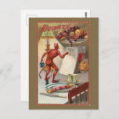 ヴィンテージハロウィーンイラストレーション おもしろい ポストカード (正面/裏面)