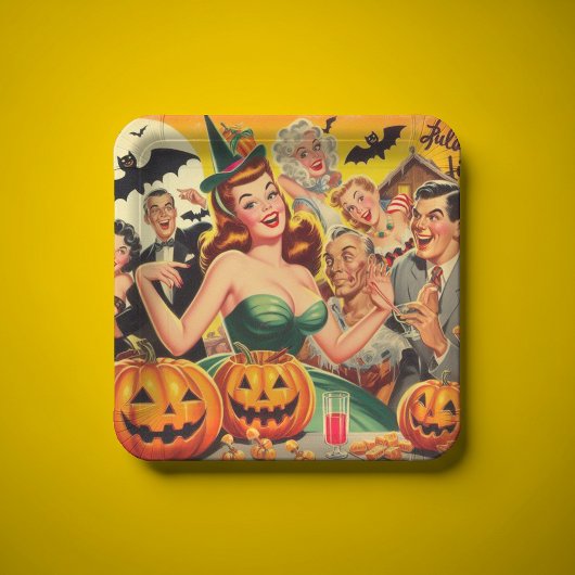 ヴィンテージハロウィーンイラストレーション ペーパープレート
