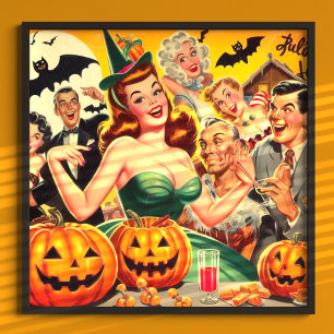ヴィンテージハロウィーンイラストレーション ポスター