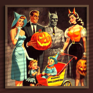 ヴィンテージハロウィーンイラストレーション ポスター