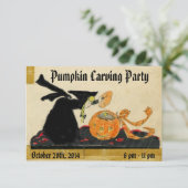 ヴィンテージハロウィーンウィッチとカボチャの彫刻パーティー 招待状 (スタンド正面)