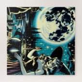 ヴィンテージハロウィーンウィッチのコールドロンの攪拌 ジグソーパズル (横)