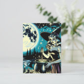 ヴィンテージハロウィーンウィッチのコールドロンの攪拌 ポストカード (スタンド正面)