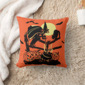 ヴィンテージハロウィーンウィッチオンフェンス クッション (ブランケット)