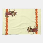 ヴィンテージハロウィーンウィッチキャットタオル キッチンタオル (横)