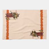 ヴィンテージハロウィーンウィッチキャットタオル キッチンタオル (横)